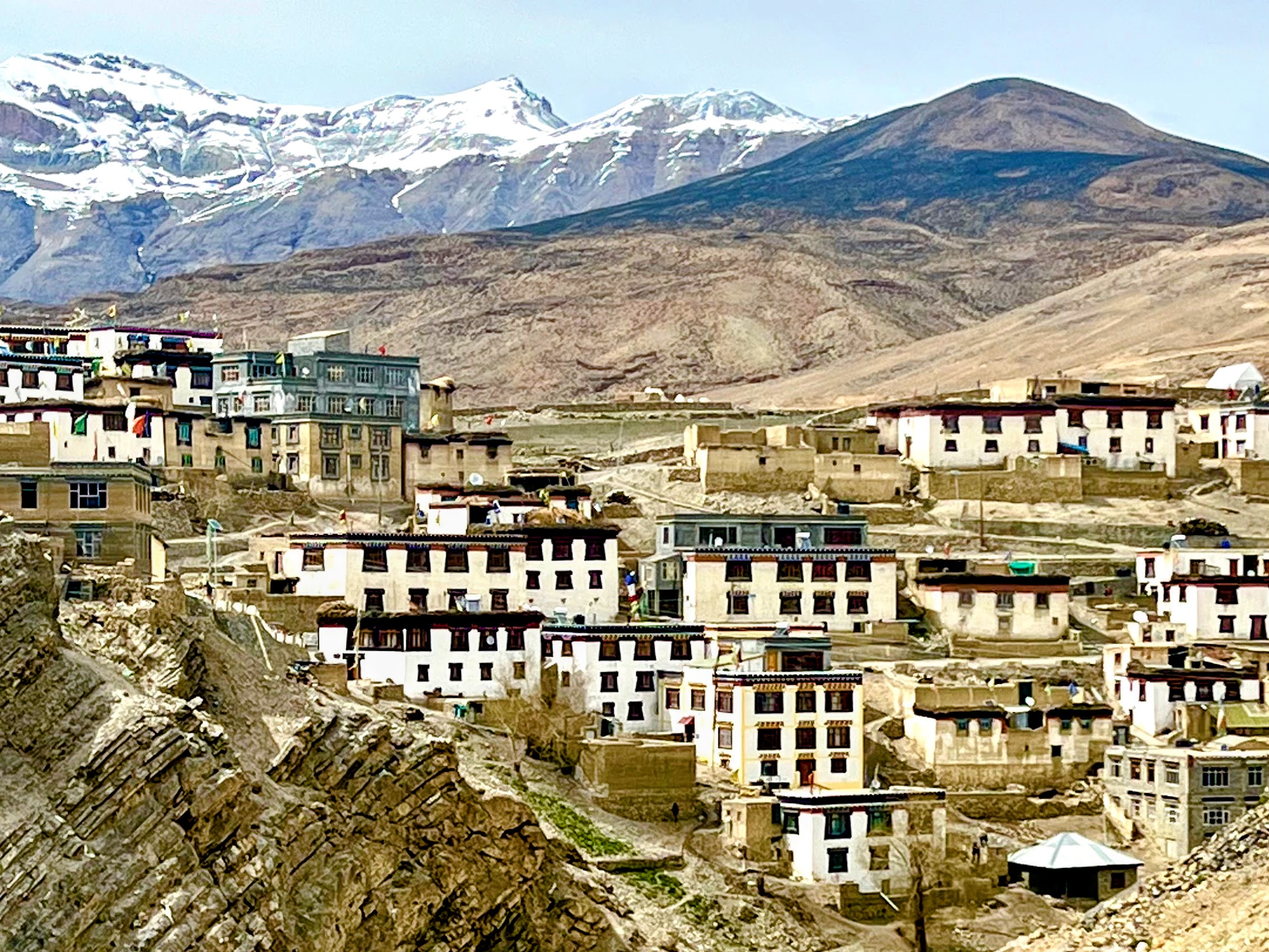 close up of kibber village